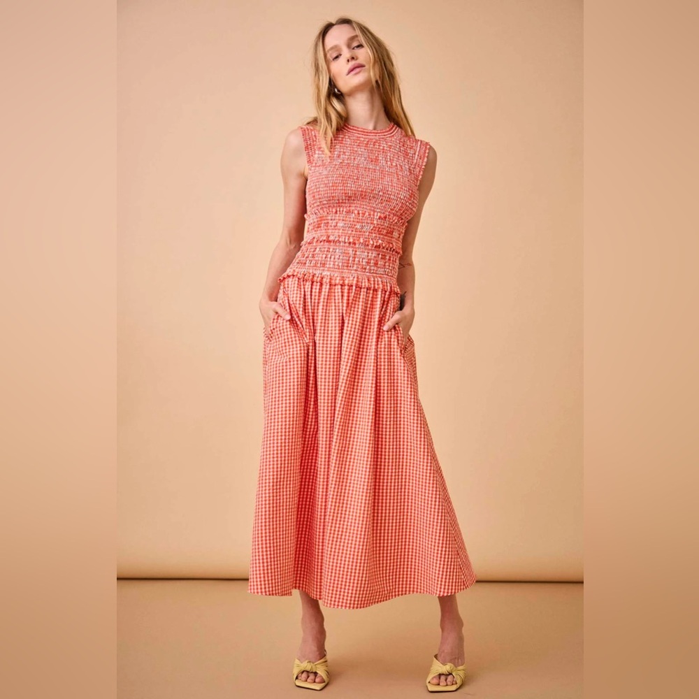 Hunter Bell Louise Dress Poppy Gingham Medium NWT